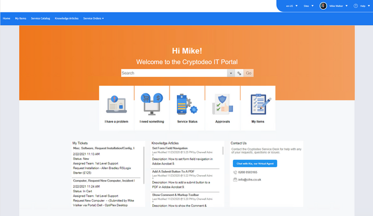 Search in Self-Service Portal