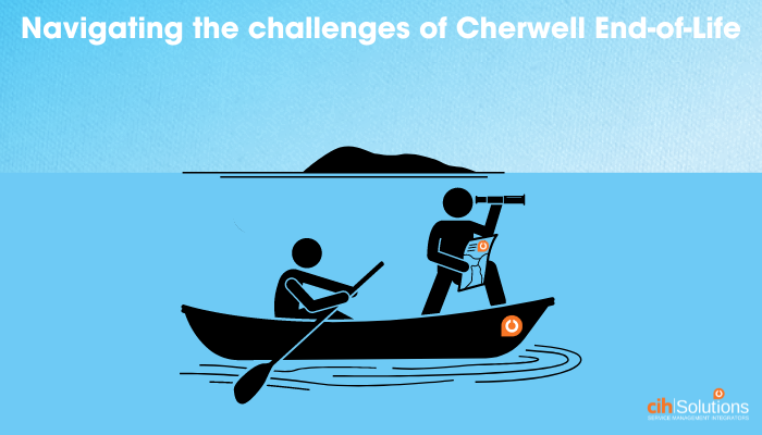 This is an image of a graphic of two people on a boat in the ocean. One person uses a naval telescope, and another is rowing the boat. In the background, there is an island.